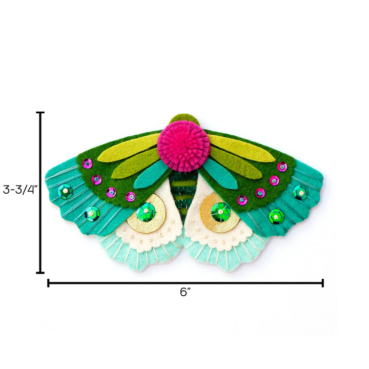 Blue Winged Moth Wool Felt Ornament Kit