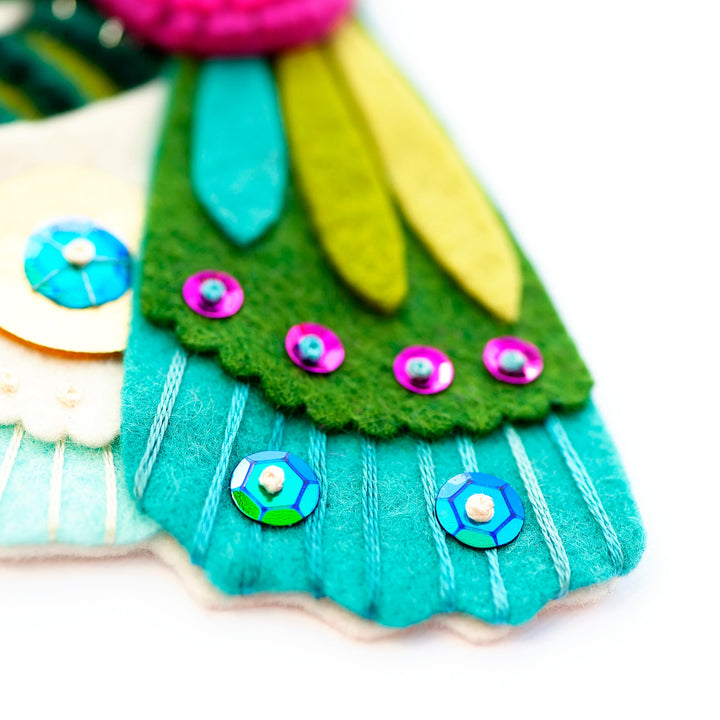 Blue Winged Moth Wool Felt Ornament Kit