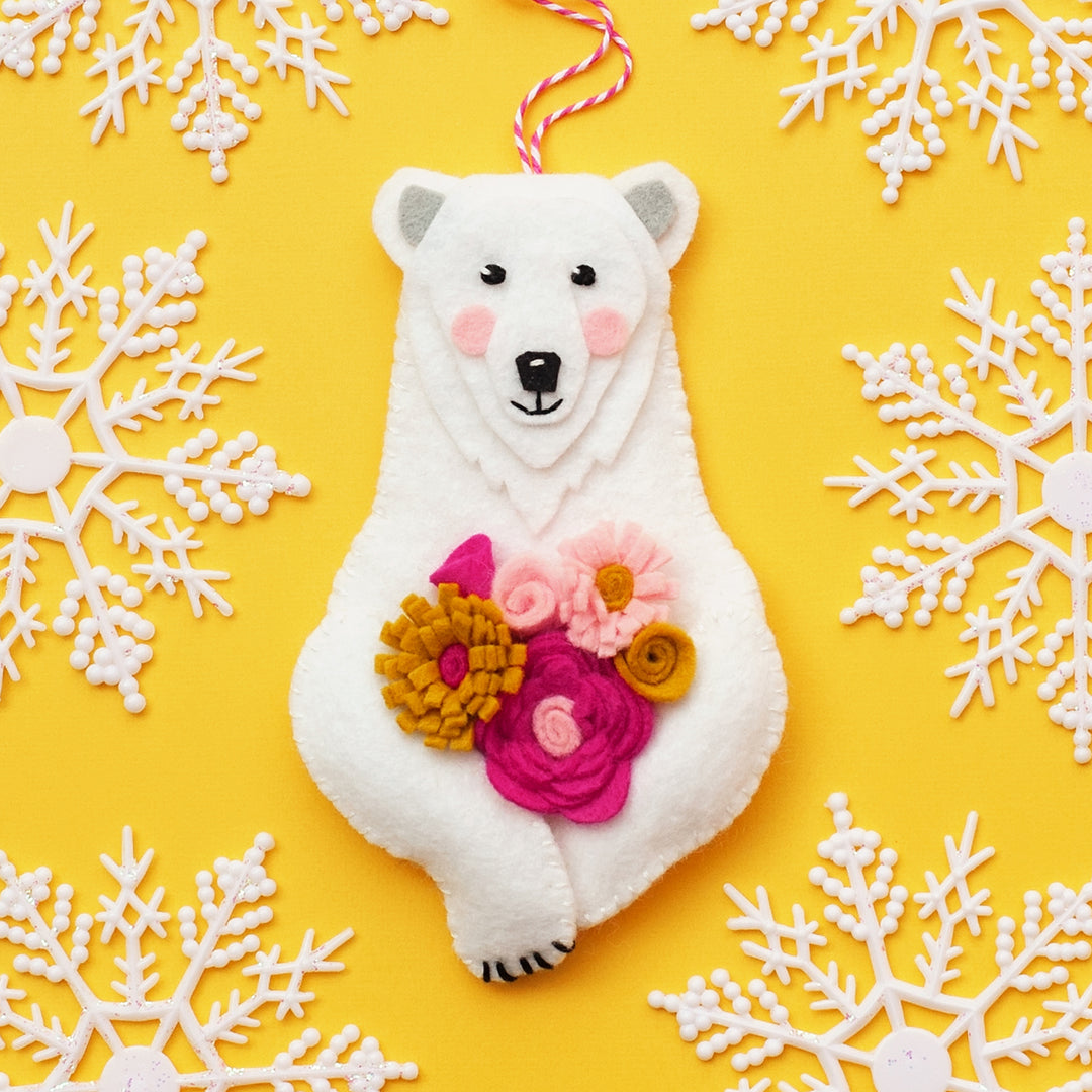 Polar Bear Wool Felt Ornament Kit