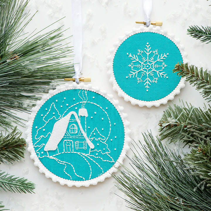 PDF PATTERN - Cottage & Snowflake Embroidery Pattern