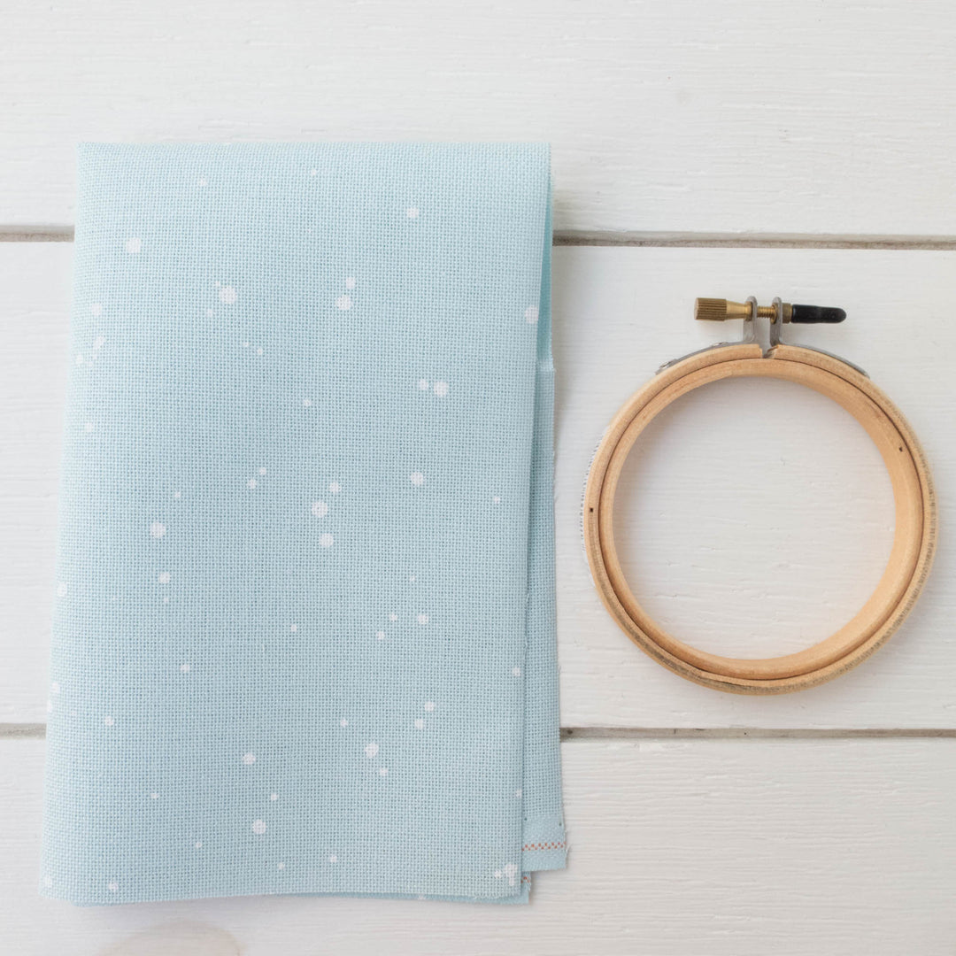 Lugana 32 ct - Mint Splash Fabric - Snuggly Monkey