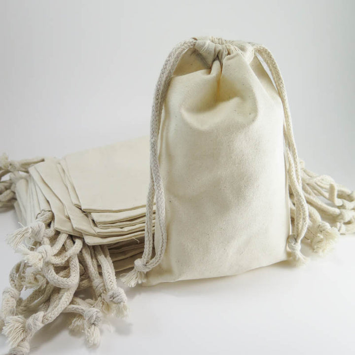 Large Cotton Muslin Bags - 5 by 8 inch Drawstring Cotton Pouches Bags - Snuggly Monkey