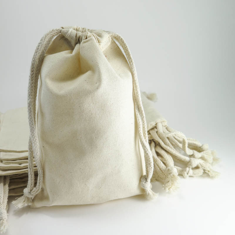 Large Cotton Muslin Bags by inch Drawstring Cotton Pouches