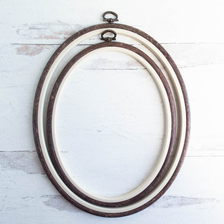 Brown Wood Grain Flexi-Hoops - Oval