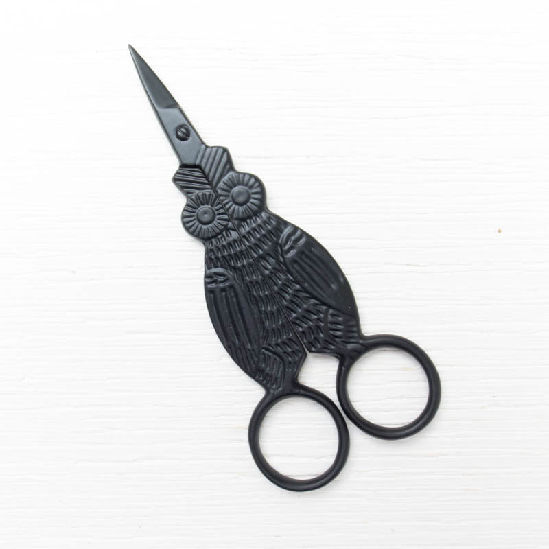 Cute Embroidery Scissors - Black Owl Scissors - Snuggly Monkey