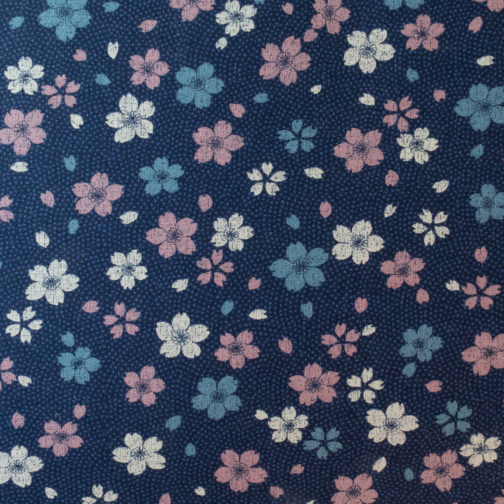 Sevenberry Kasuri : Pink and Blue Sakura Fabric - Snuggly Monkey
