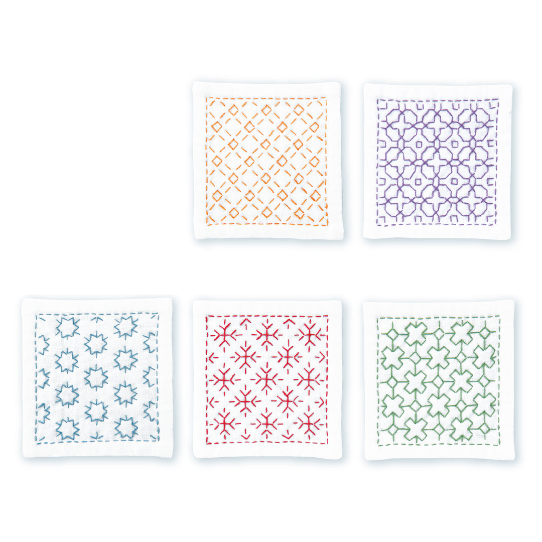 Hitomezashi Sashiko Coaster Kit - White (#421)