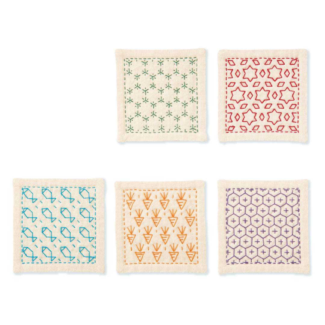 Hitomezashi Sashiko Coaster Kit - Off-White (#422)