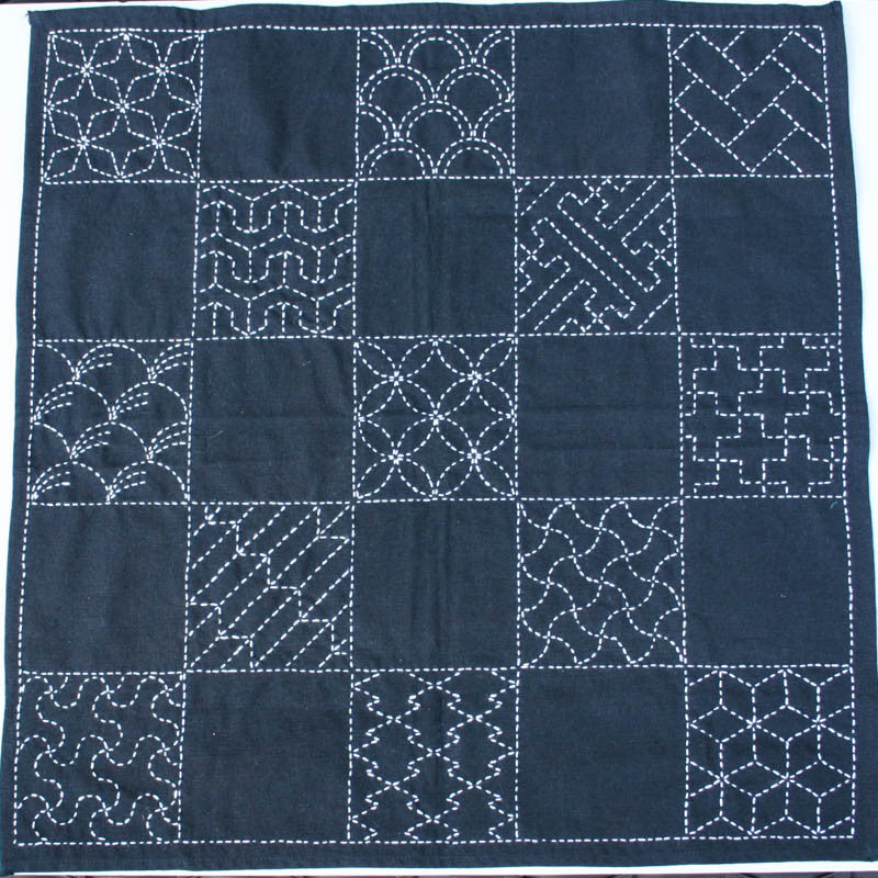 Beginner Sashiko Kit, Sashiko Patterns, Preprinted on Cotton