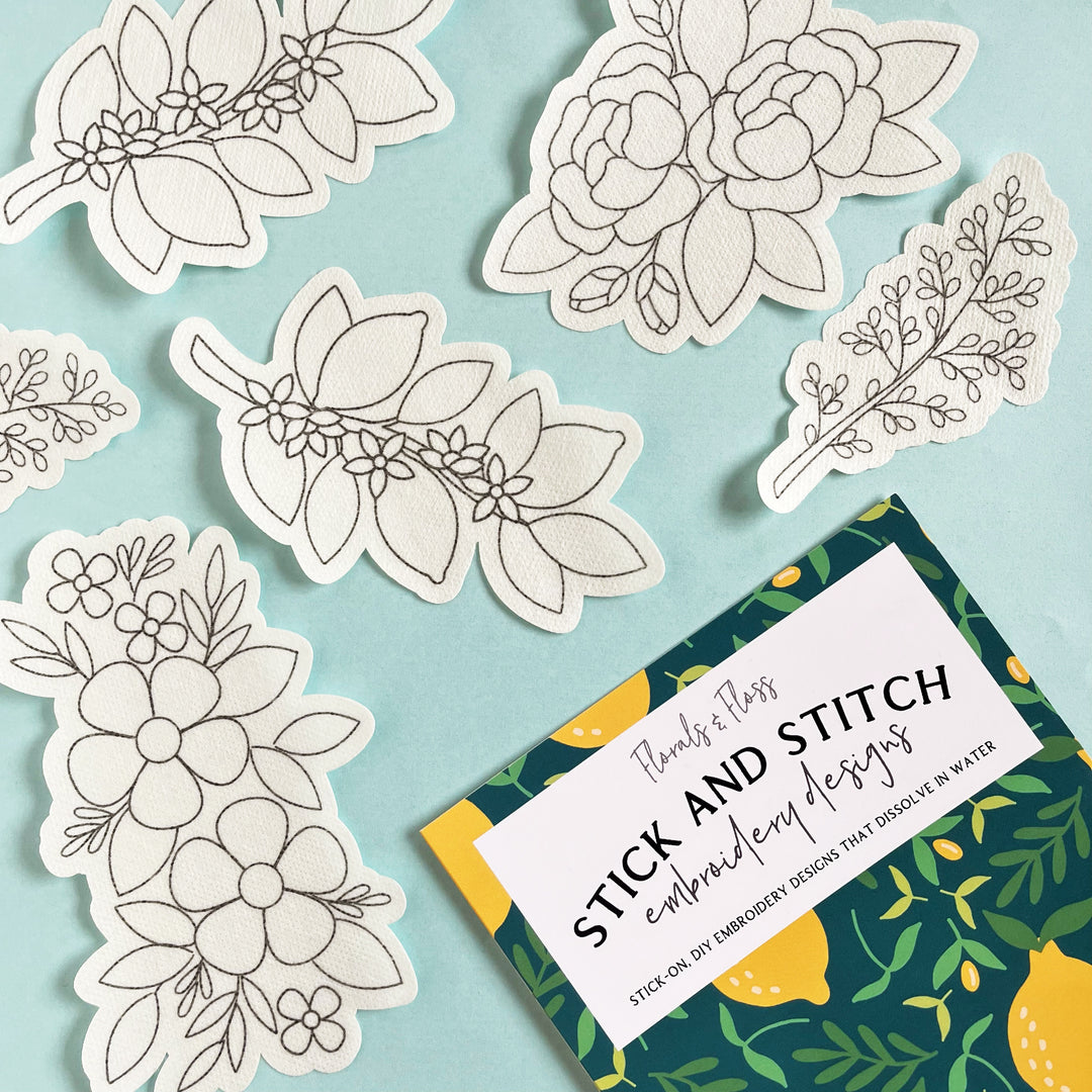Stick & Stitch Embroidery Pattern Pack - Lemons & Floral