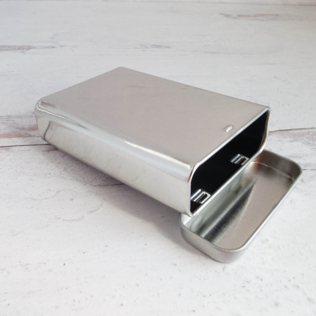 Vertical Steel Metal Tins with Hinged Lid (3oz)