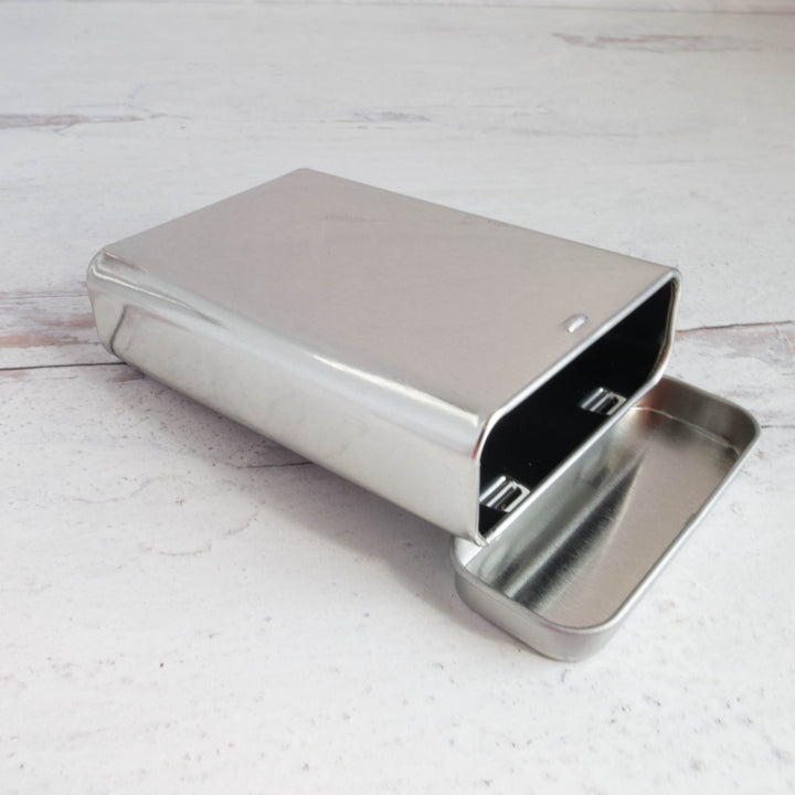Vertical Steel Metal Tins with Hinged Lid (3oz)