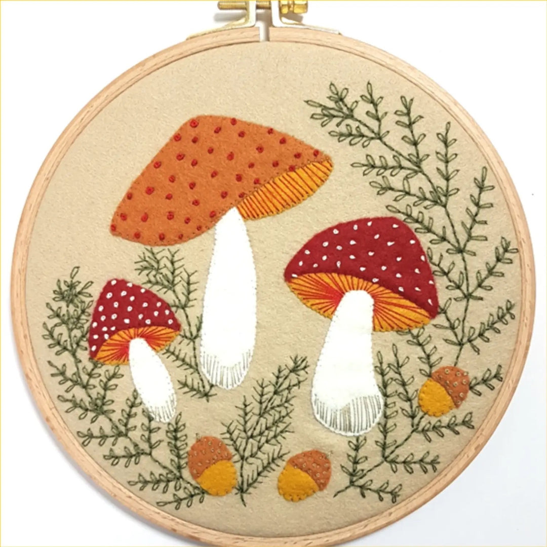 Toadstool Felt Appliqué Embroidery Craft Kit -
