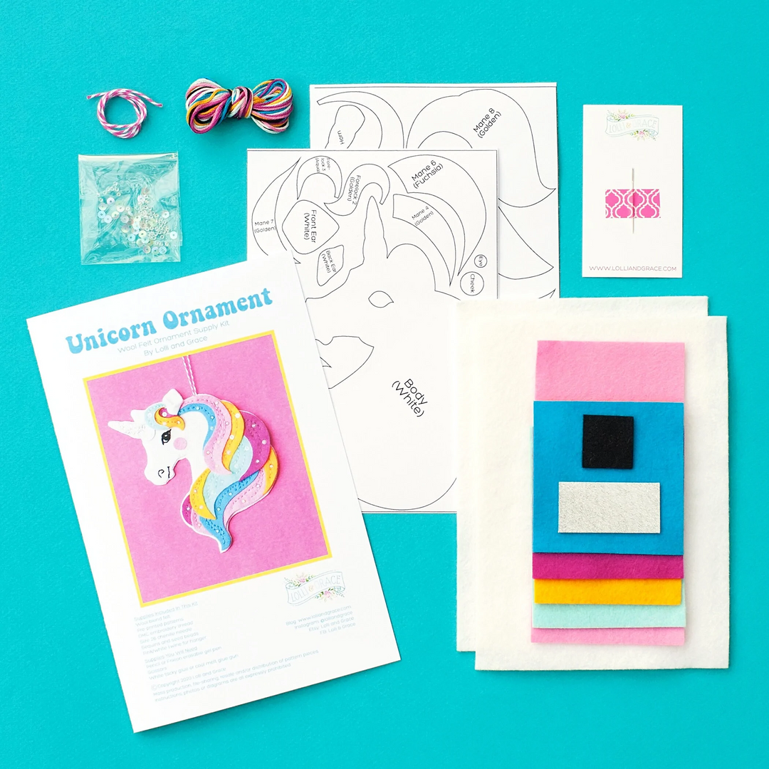 Unicorn Wool Felt Ornaments Kit