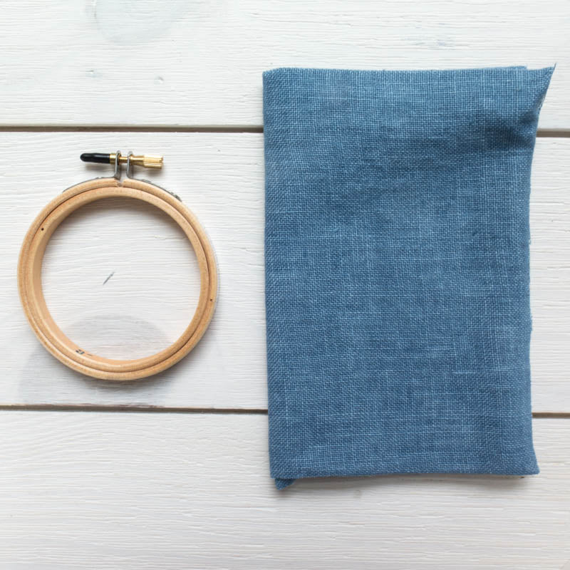 Weeks Dye Works Hand Dyed Linen - Denim 32 ct Fabric - Snuggly Monkey