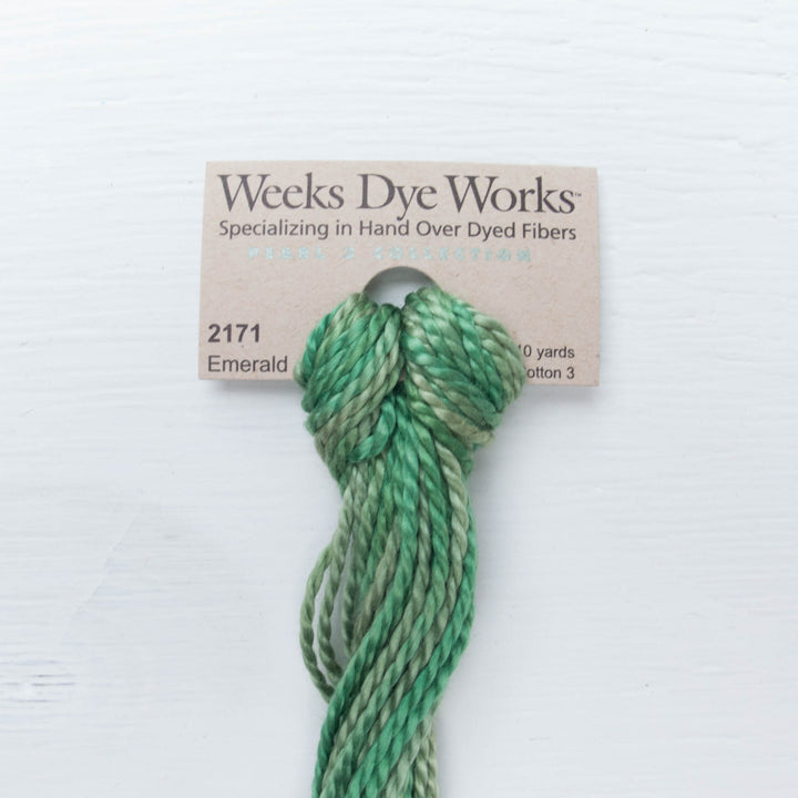 Size 3 Perle Cotton Thread - Weeks Dye Works Emerald (2171) Perle Cotton - Snuggly Monkey