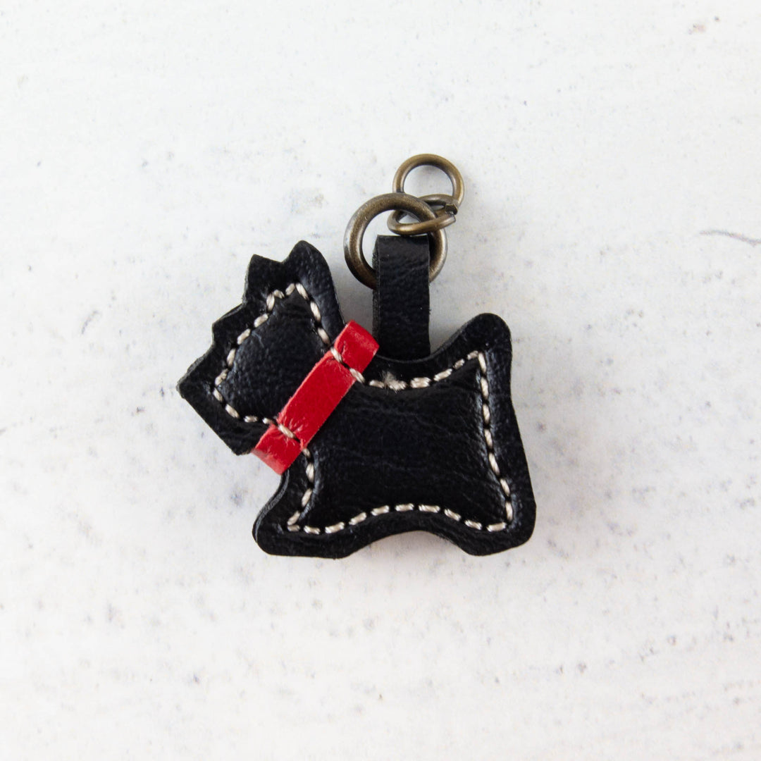 Synthetic Leather Zipper Pull - Scottie Dog