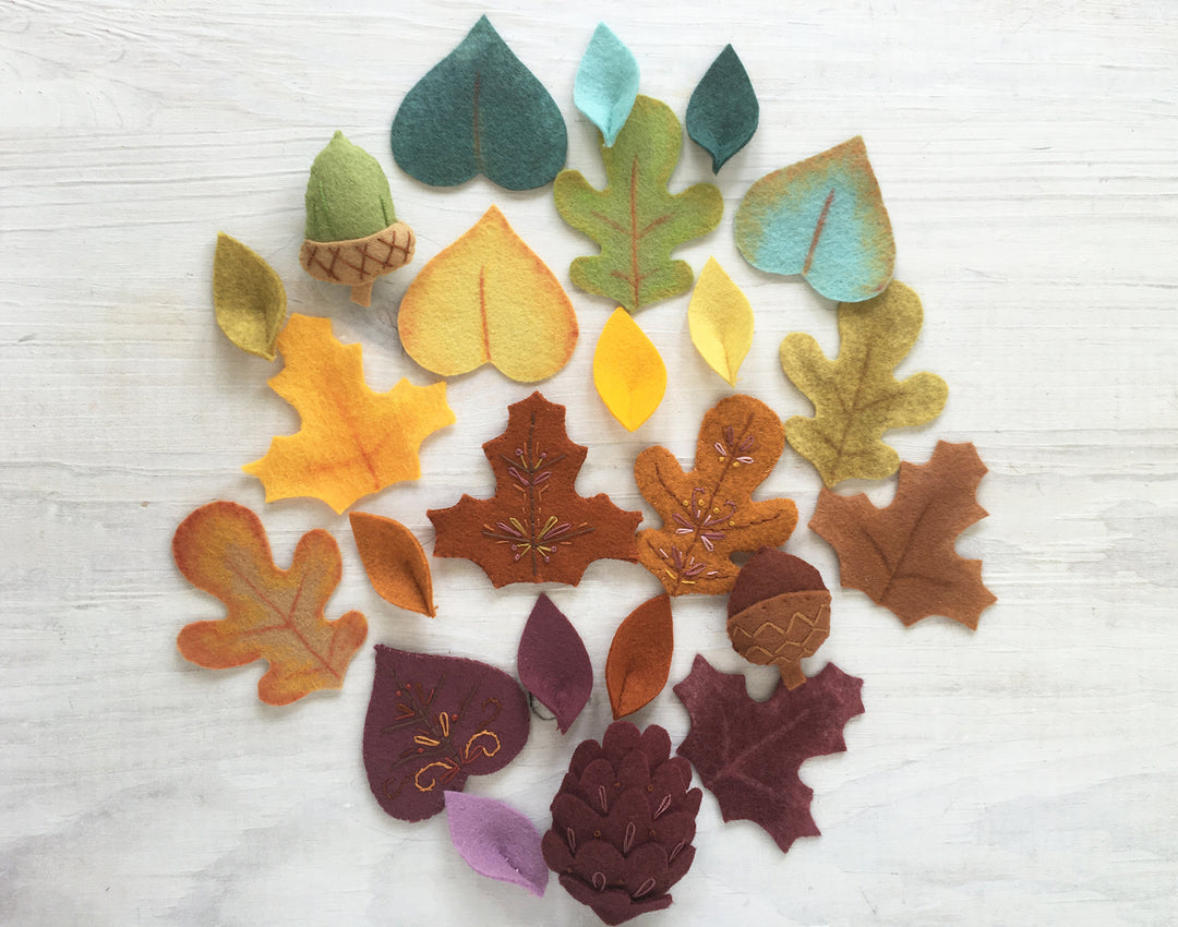 Autumn Leaves Wool Felt Embroidery PDF Pattern