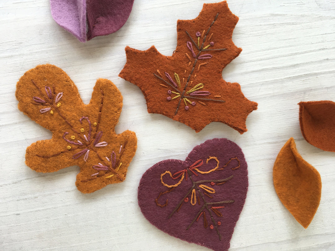 Autumn Leaves Wool Felt Embroidery PDF Pattern