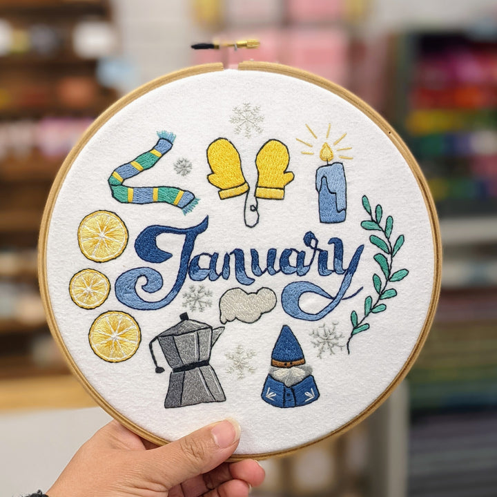 PDF EMBROIDERY PATTERN - January by Sarah Beth Timmons