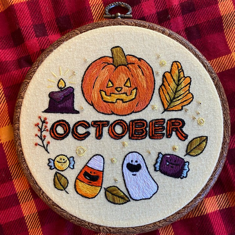 PDF EMBROIDERY PATTERN - October by Sarah Beth Timmons