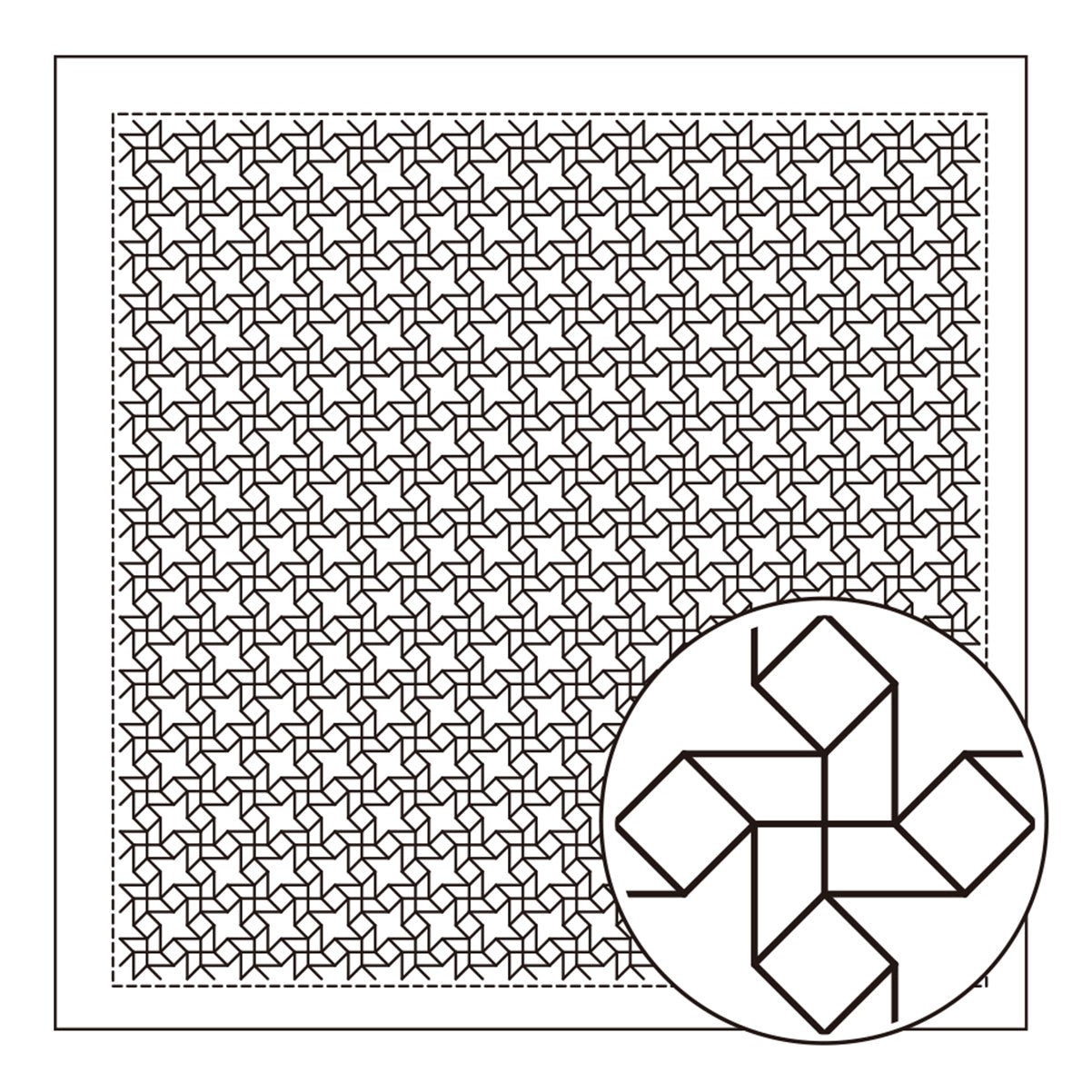 Hitomezashi Sashiko Stitching Sampler - Pinwheel (1053