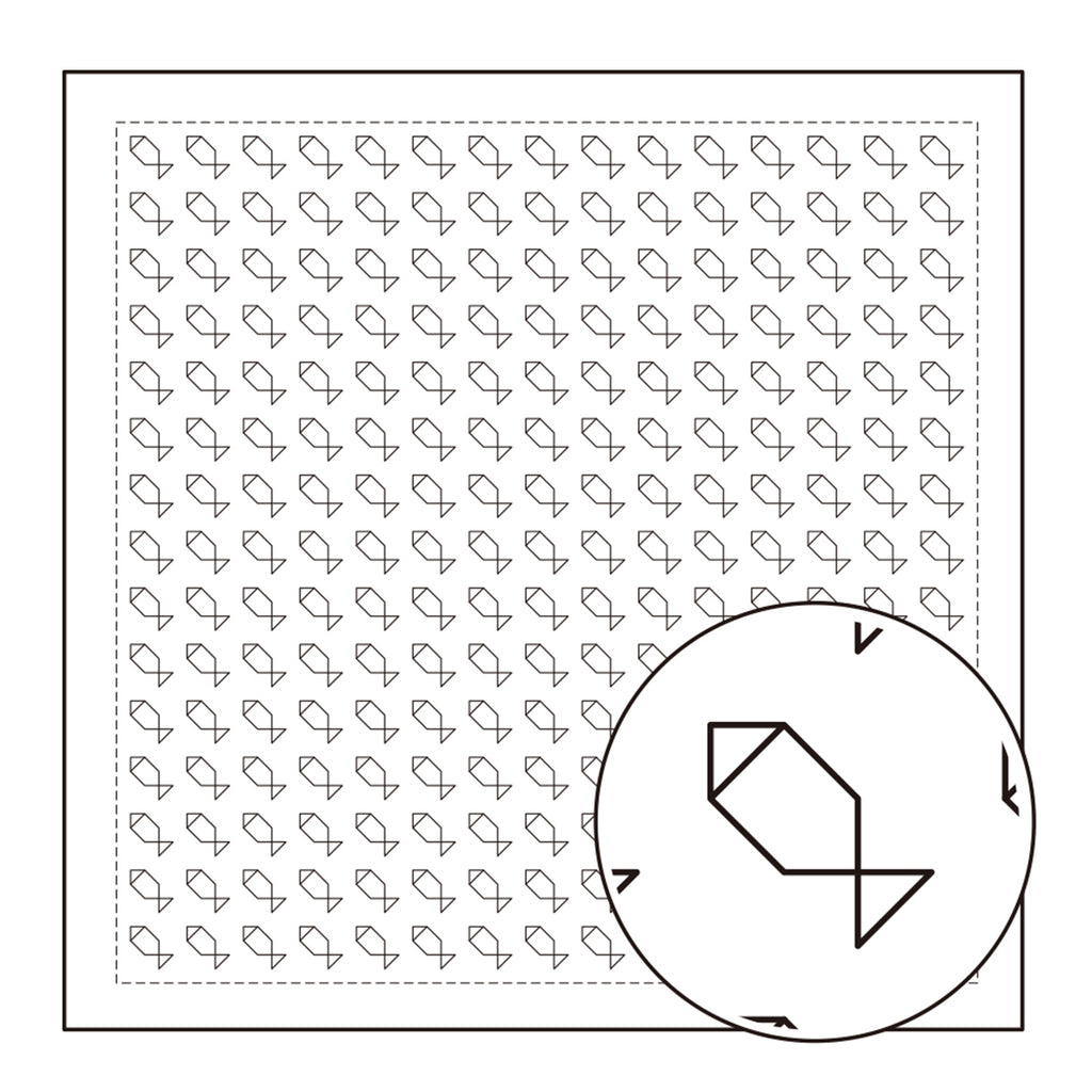 Hitomezashi Sashiko Stitching Sampler - Fish (1093