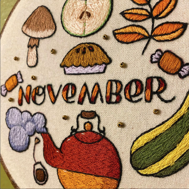 PDF EMBROIDERY PATTERN - November by Sarah Beth Timmons