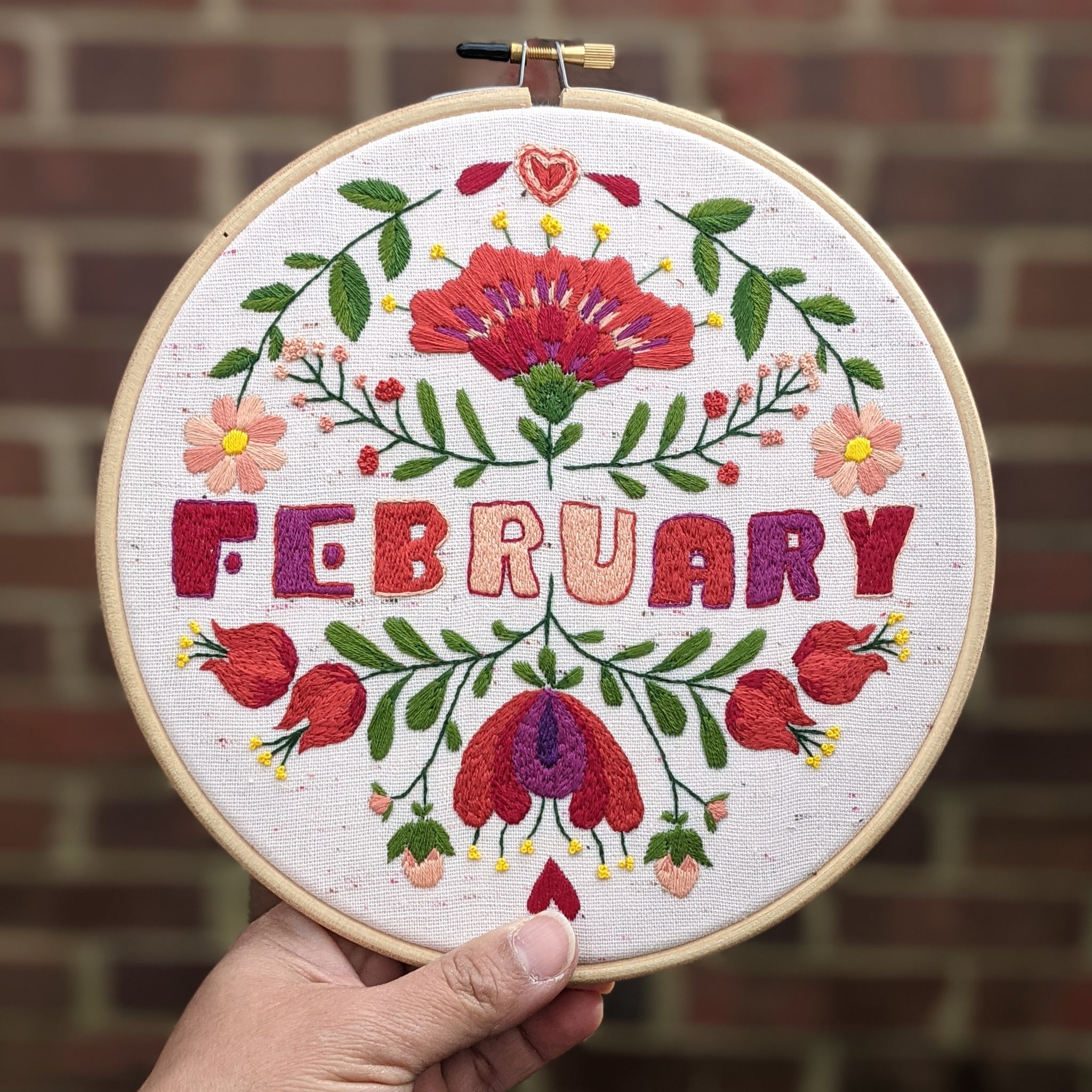 February Pattern Simple PDF EMBROIDERY PATTERN - February by Sarah Beth Timmons - Snuggly Monkey