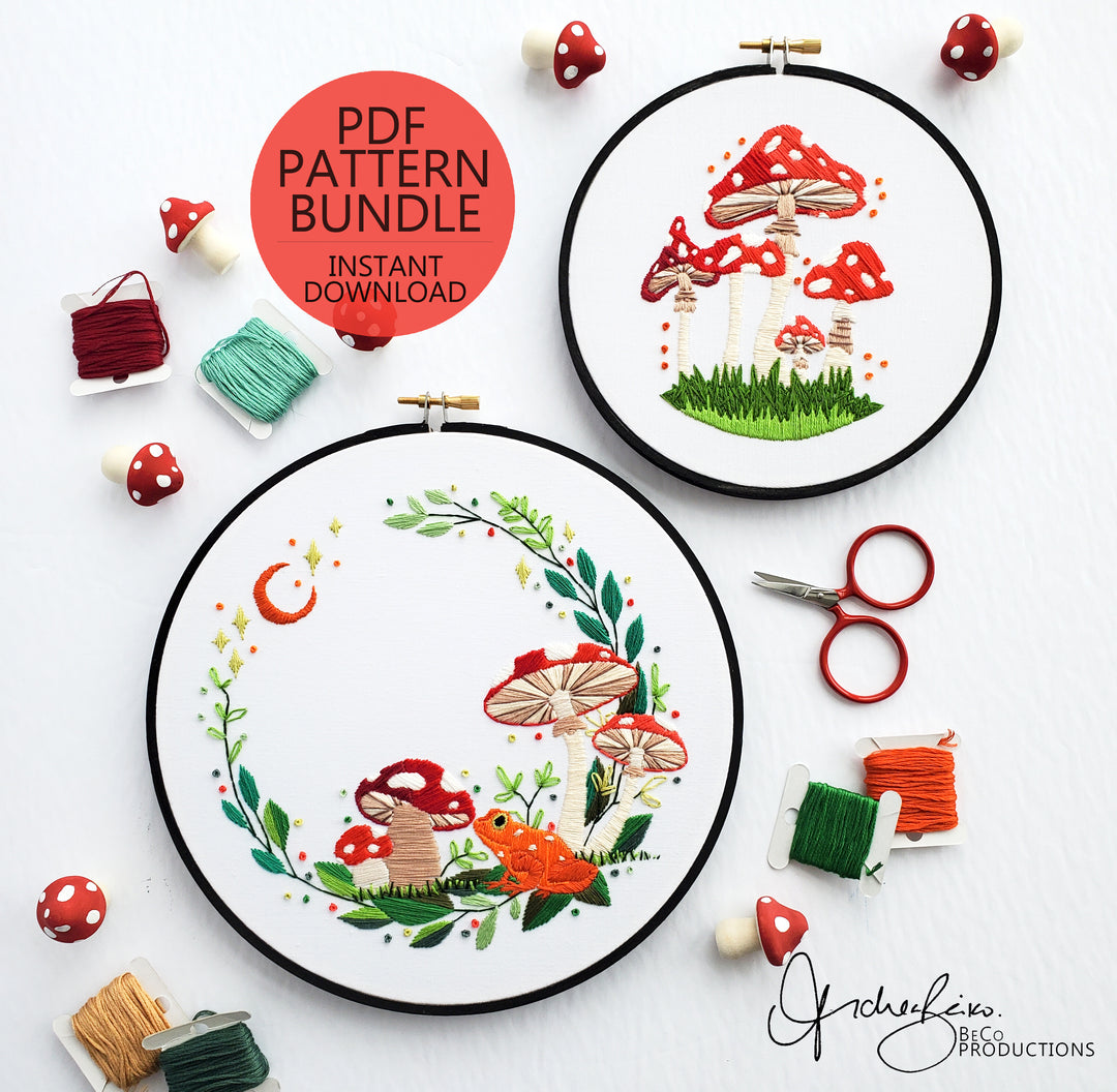 PDF PATTERN - Mushroom Bundle Embroidery Patterns