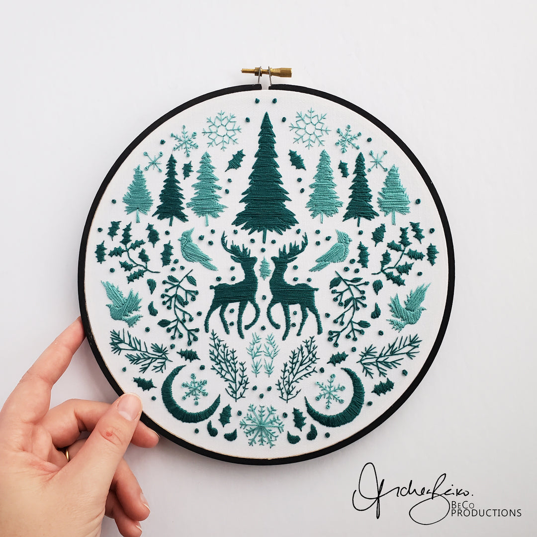 PDF PATTERN - Monochromatic Folk Art Series - January
