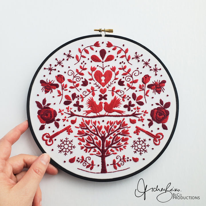 PDF PATTERN - Monochromatic Folk Art Series - February