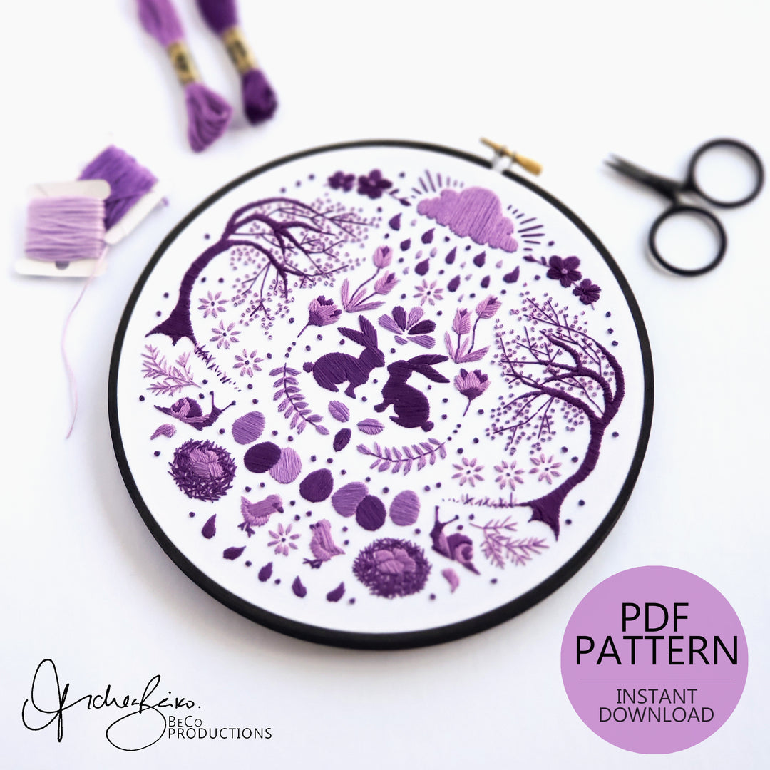 PDF PATTERN - Monochromatic Folk Art Series - April