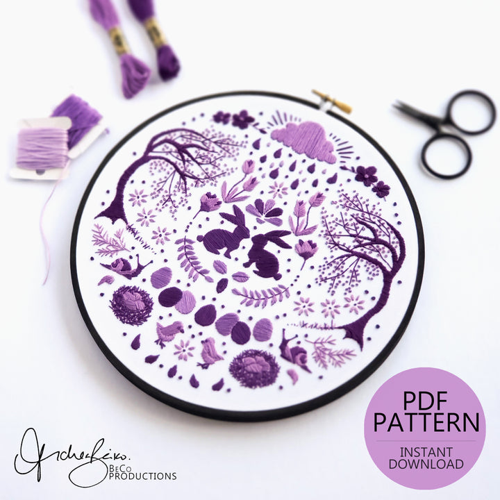 PDF PATTERN - Monochromatic Folk Art Series - April
