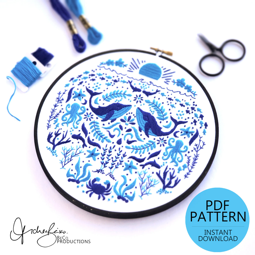 PDF PATTERN - Monochromatic Folk Art Series - June