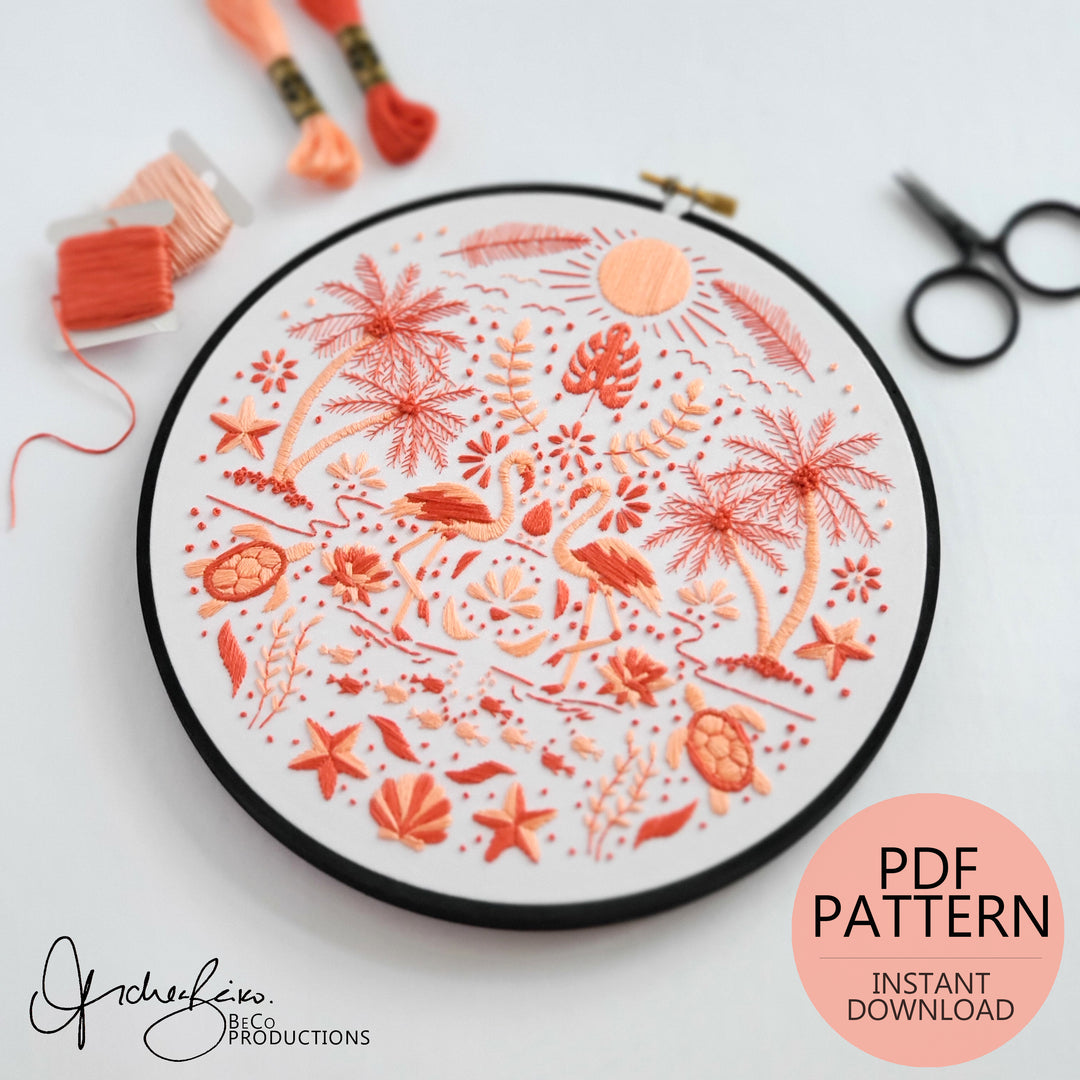 PDF PATTERN - Monochromatic Folk Art Series - July