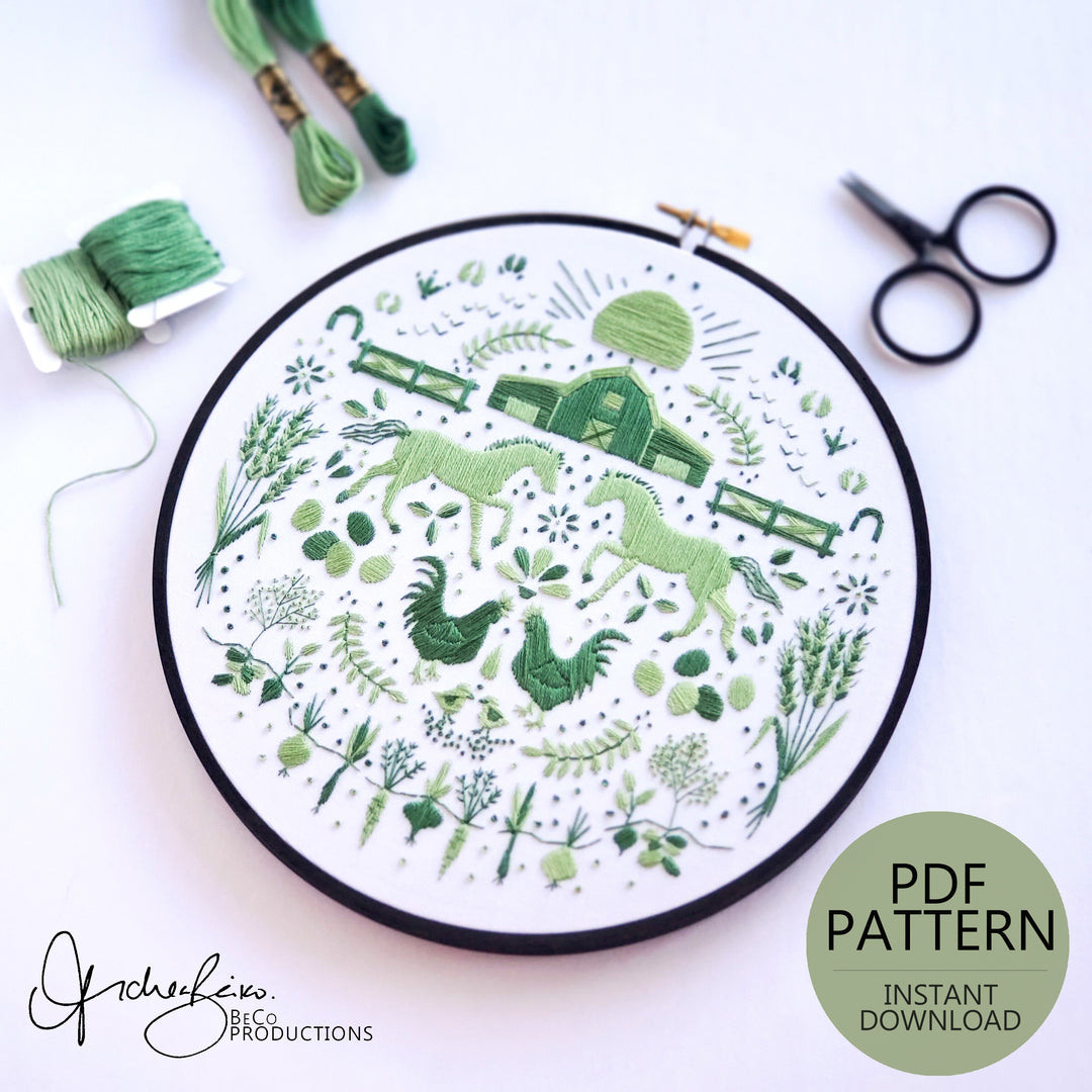 PDF PATTERN - Monochromatic Folk Art Series - August