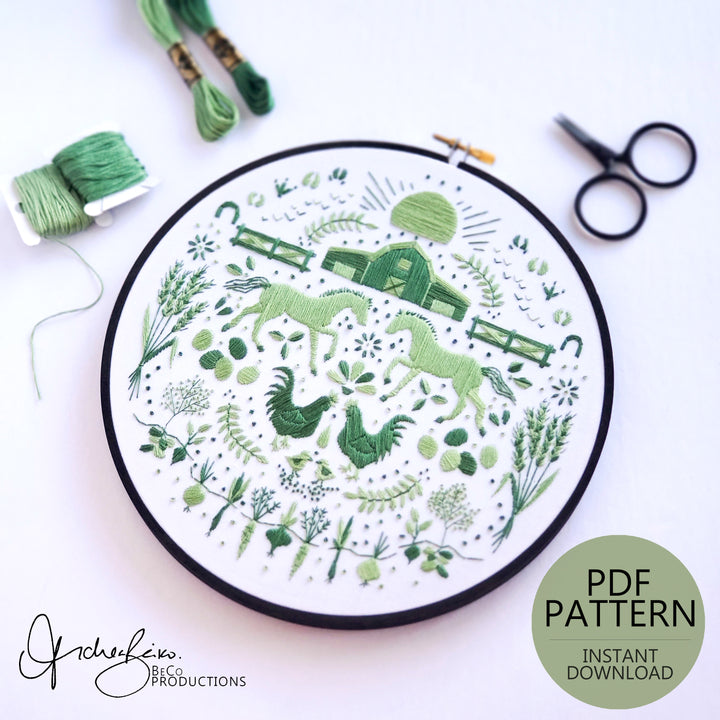 PDF PATTERN - Monochromatic Folk Art Series - August