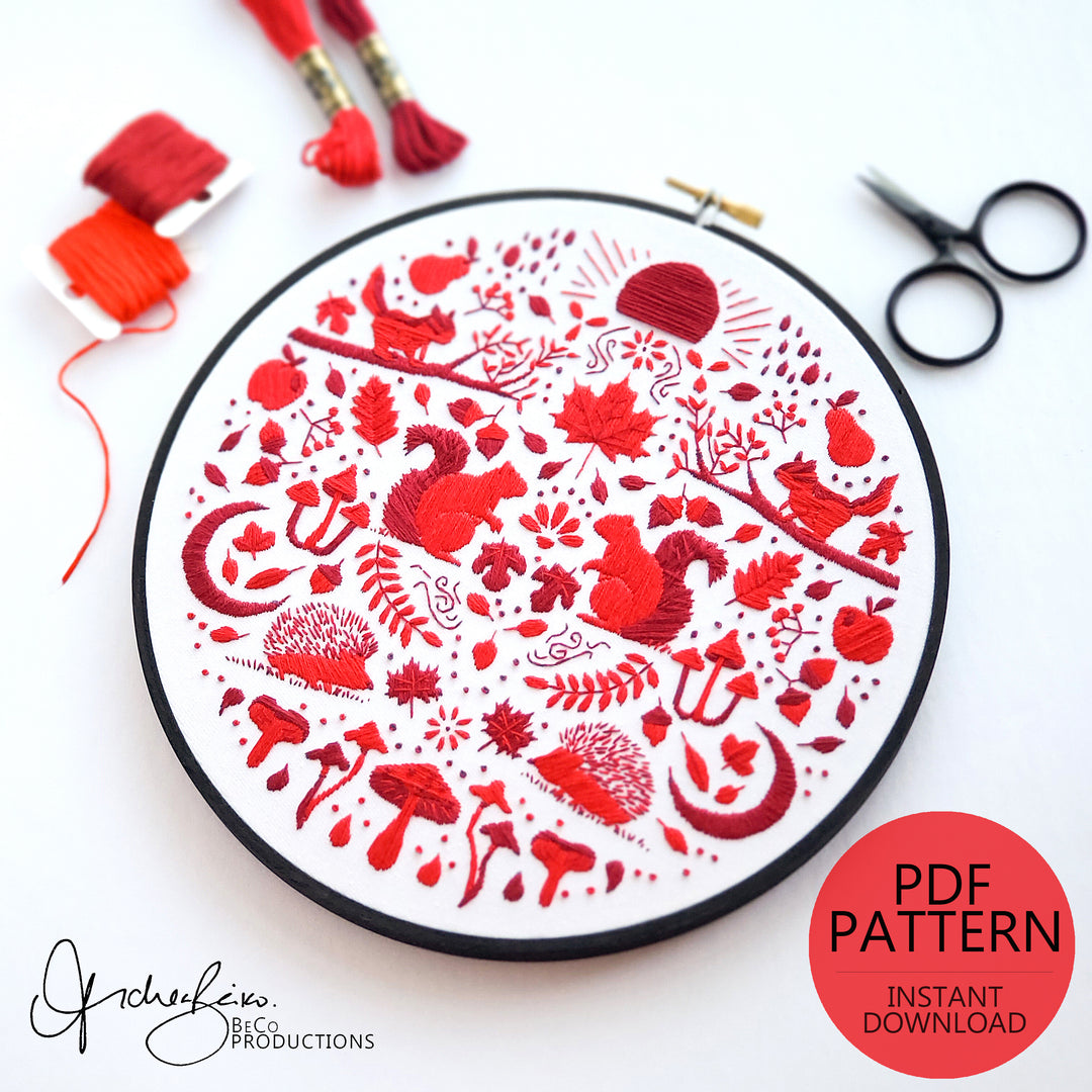 PDF PATTERN - Monochromatic Folk Art Series - September