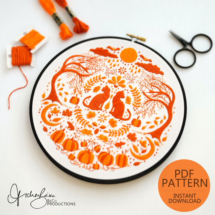 PDF PATTERN - Monochromatic Folk Art Series - October