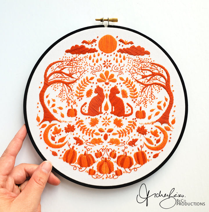 PDF PATTERN - Monochromatic Folk Art Series - October
