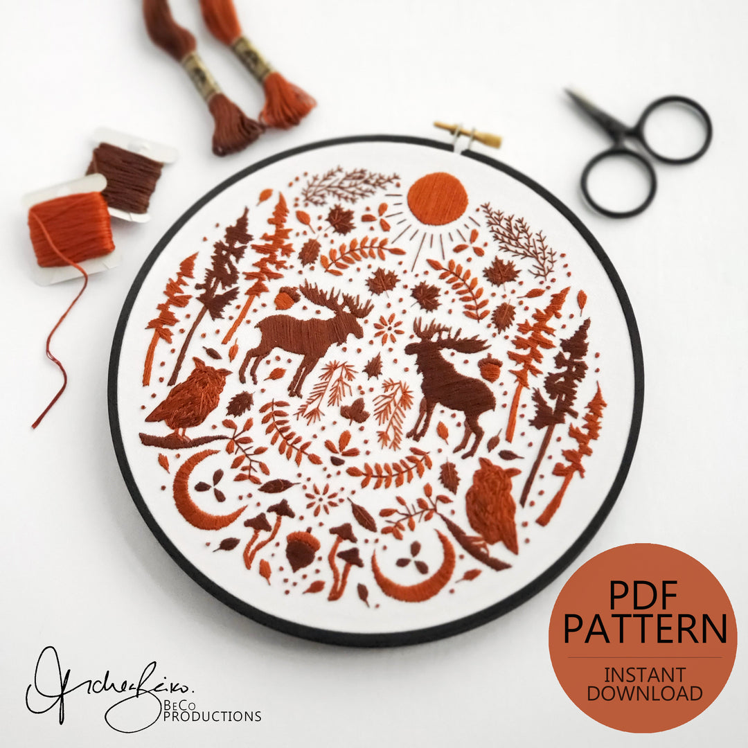 PDF PATTERN - Monochromatic Folk Art Series - November