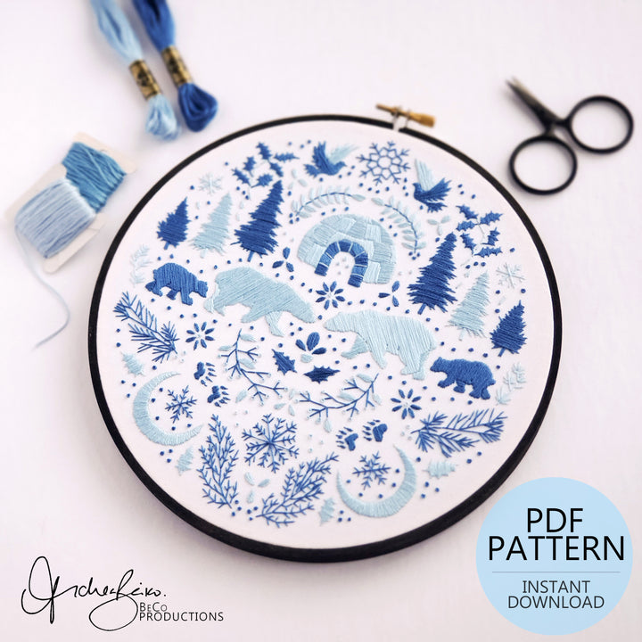 PDF PATTERN - Monochromatic Folk Art Series - December