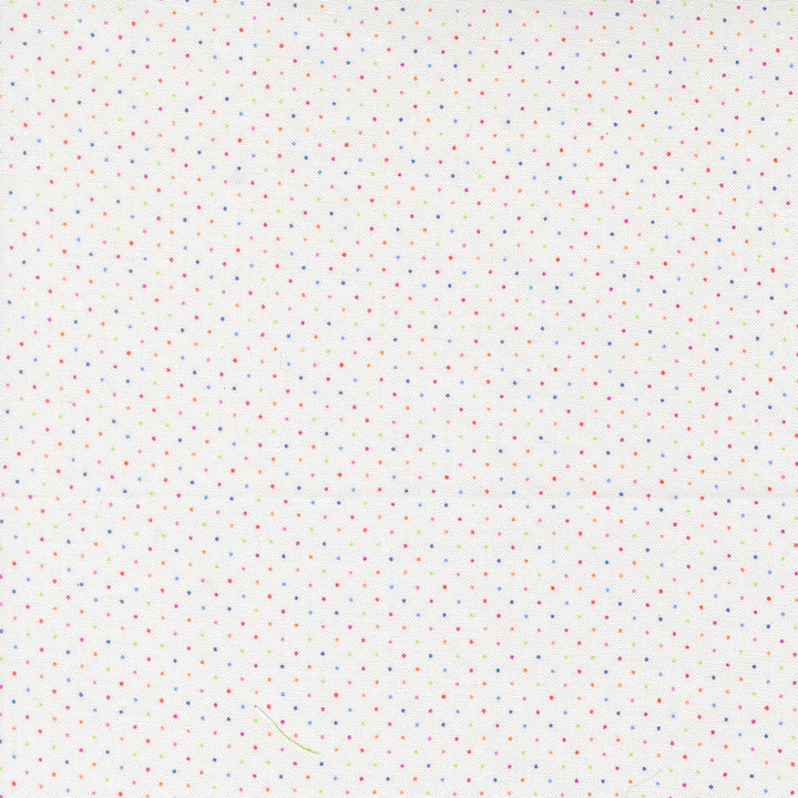 Polka Dot Cotton Fabric - Fruit Salad Dots Multicolor (MD24731) featuring a light background with evenly spaced small multicolor polka dots, ideal for modern needlework and craft projects.