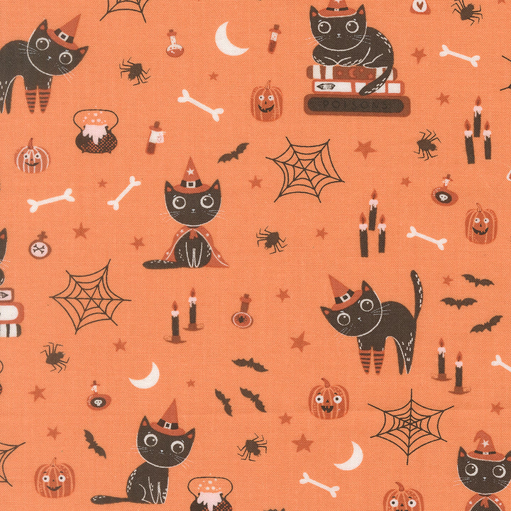 Elena Amo PURRS & BOOS Fabric - Black Cats on Pumpkin (39060-14)