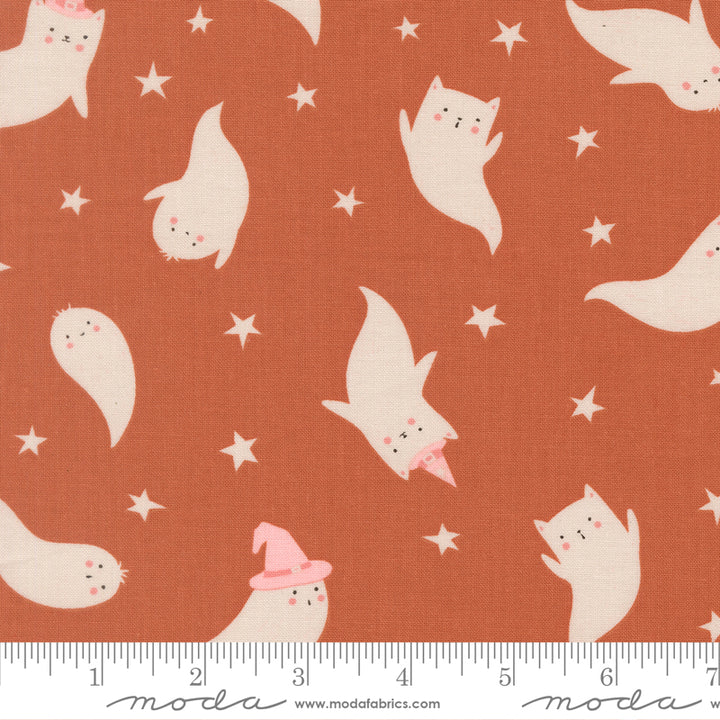 Elena Amo PURRS & BOOS Fabric - Ghost Cats on Spice (39061-15)