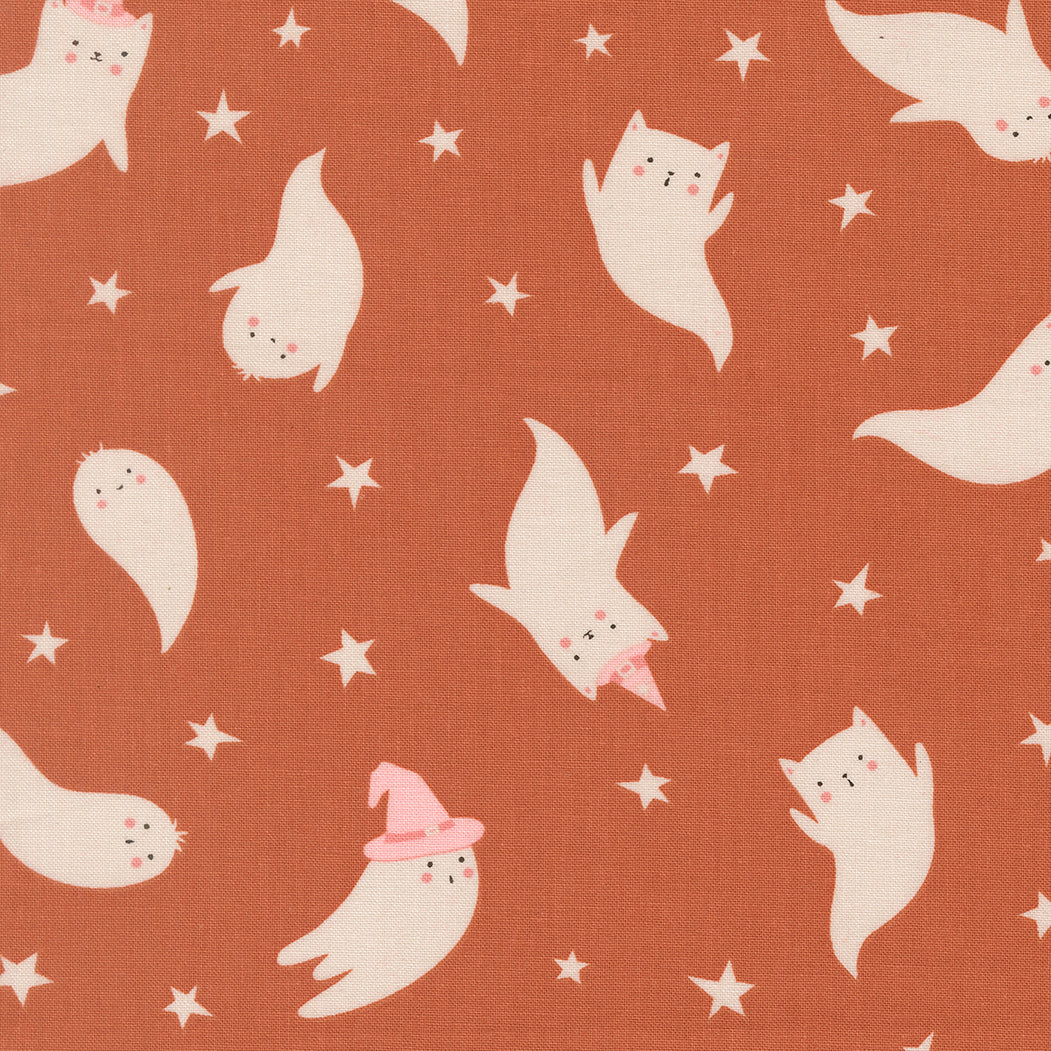 Elena Amo PURRS & BOOS Fabric - Ghost Cats on Spice (39061-15)