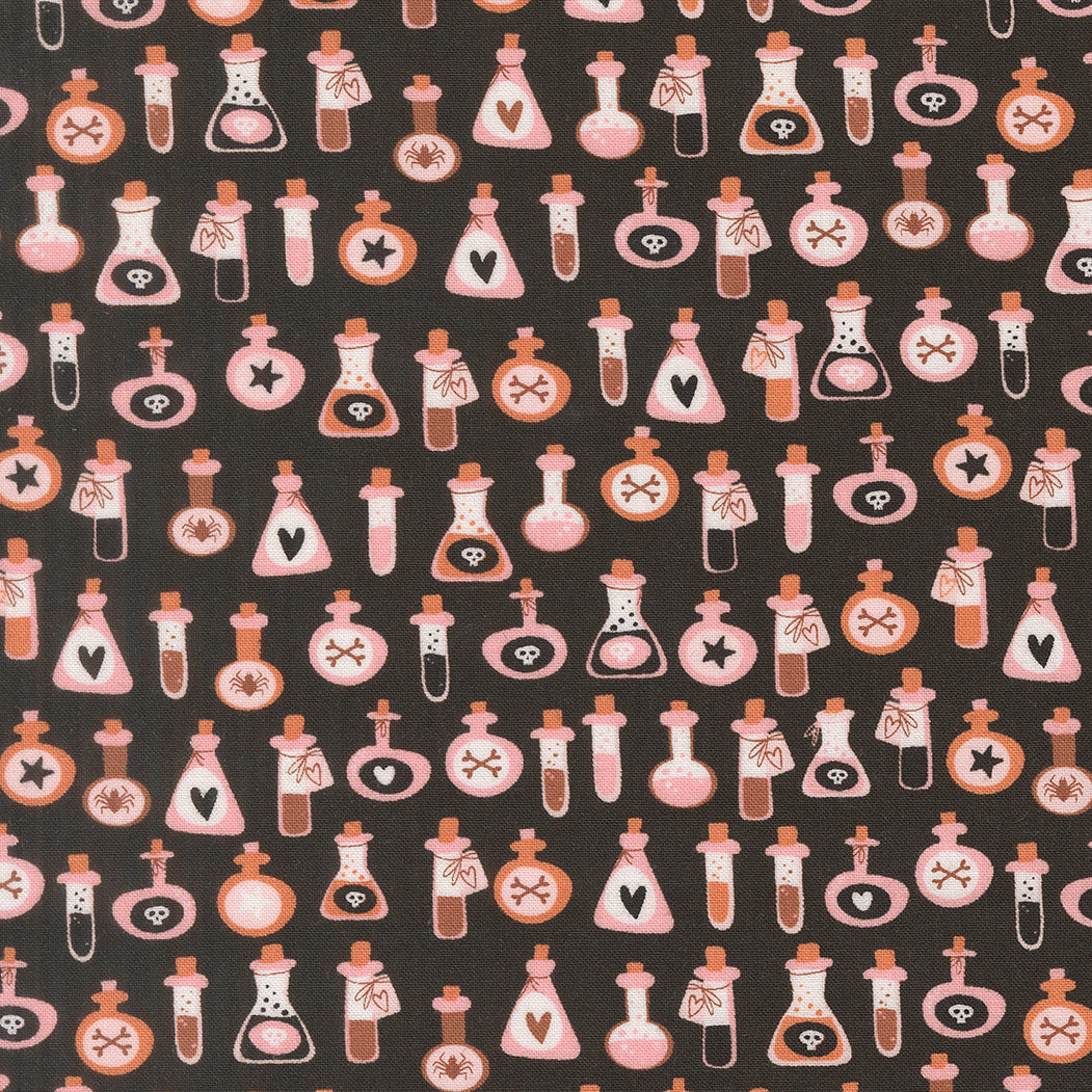 Elena Amo PURRS & BOOS Fabric - Potion Bottles on Black (39065-16)