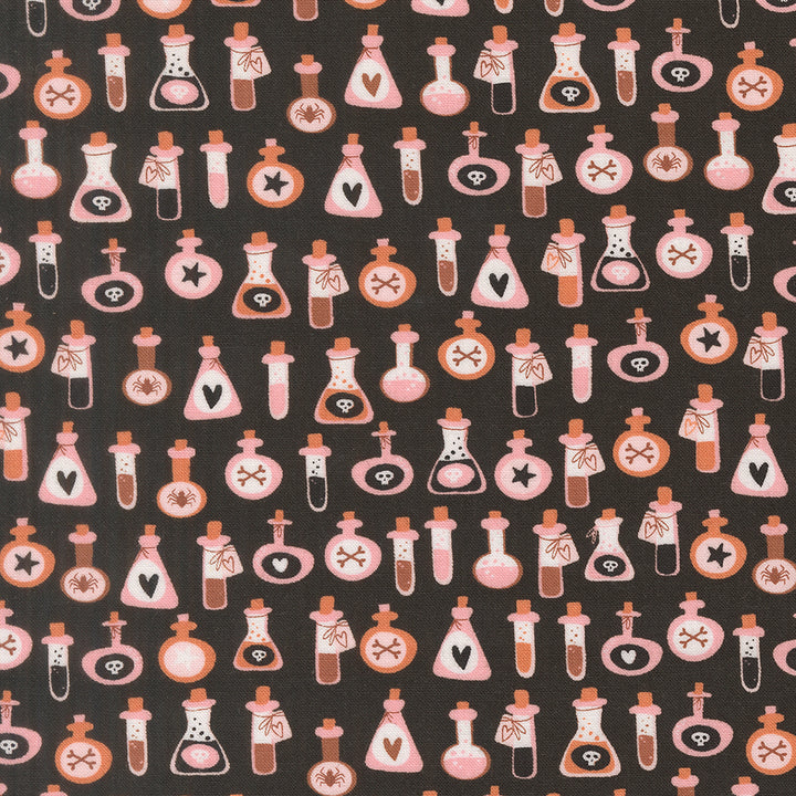 Elena Amo PURRS & BOOS Fabric - Potion Bottles on Black (39065-16)