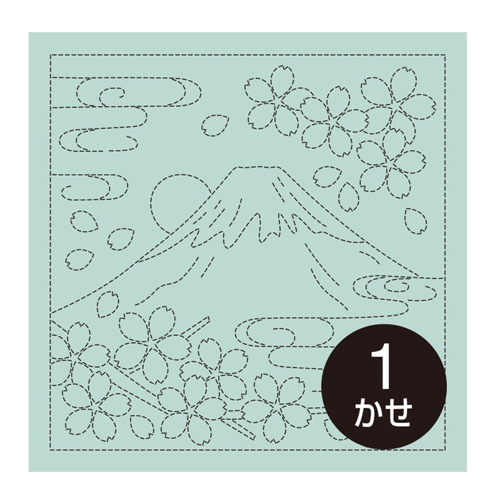 Sashiko Embroidery Sampler - Mt. Fuji Cherry Blossoms (# 4012)